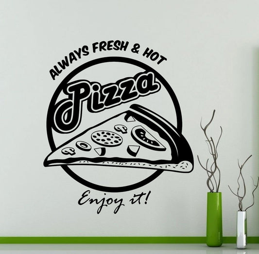 Always Fresh Pizza Wall Sticker Fast Food Pizzeria Logo Vinyl Decal Home Interior Decoration Waterproof High Quality Mural