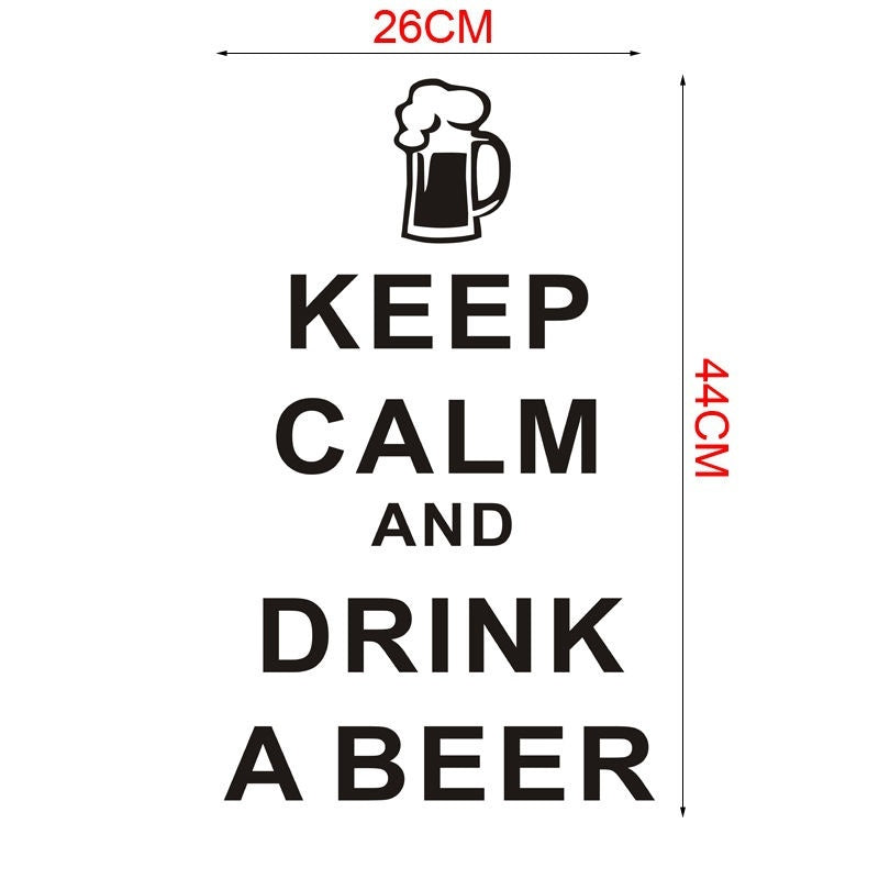 Hot Removable Keep Calm And Drink A Beer Kitchen Character Quote Wall Sticker Decal