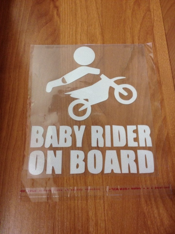 New Fashion 12.8CM*15.2CM Baby Dirtbike Sticker Baby On Board In Car Safety Sign Car Stickers And Decals