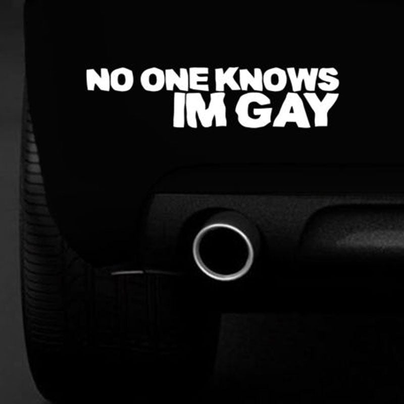 Hot NO ONE KNOWS IM GAY Funny Car Bumper Sticker