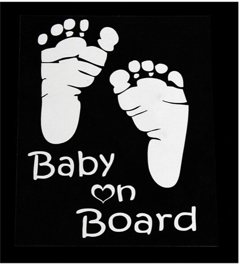 High-quality 1pcs Car Stickers Cool Cute Baby on Board Car Styling Motorcycle Sticker Vinyl Decal Waterproof Footprint Car Accessory