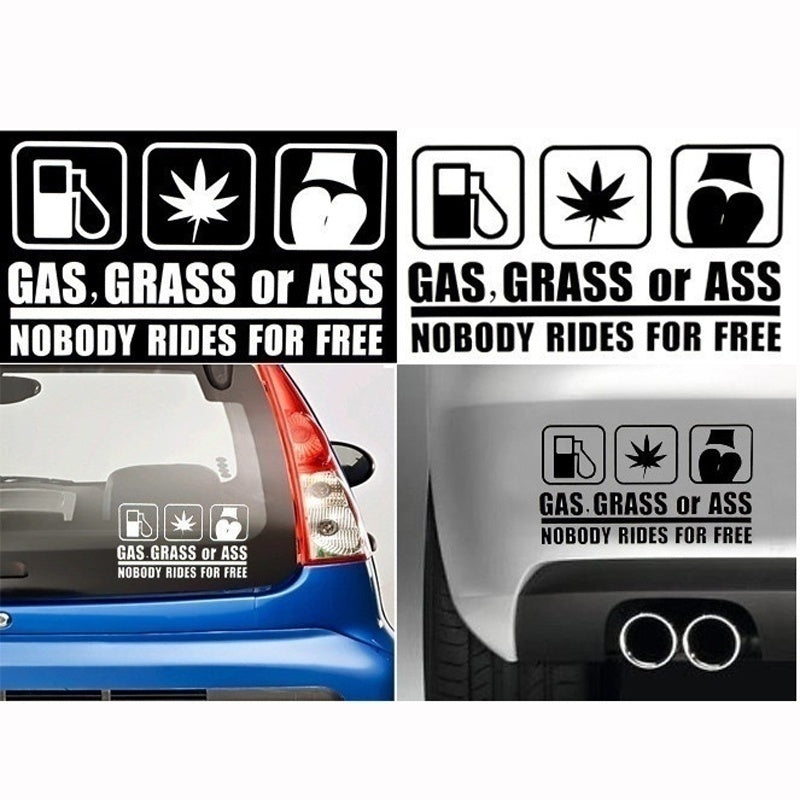 Funny Car Sticker GRASS GAS OR ASS Vinyl Decal