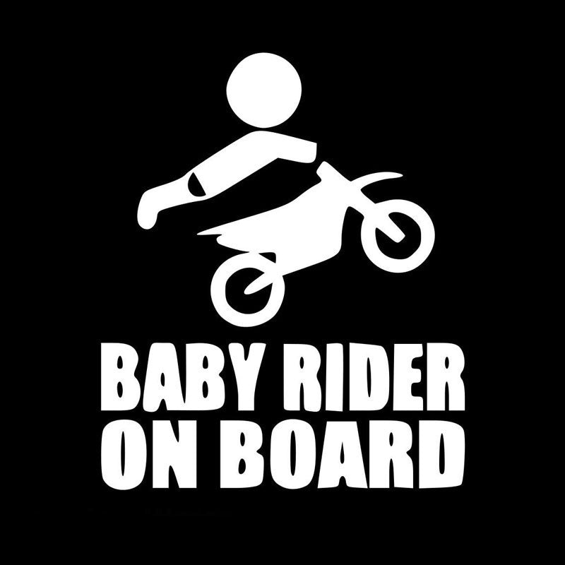 New Fashion 12.8CM*15.2CM Baby Dirtbike Sticker Baby On Board In Car Safety Sign Car Stickers And Decals