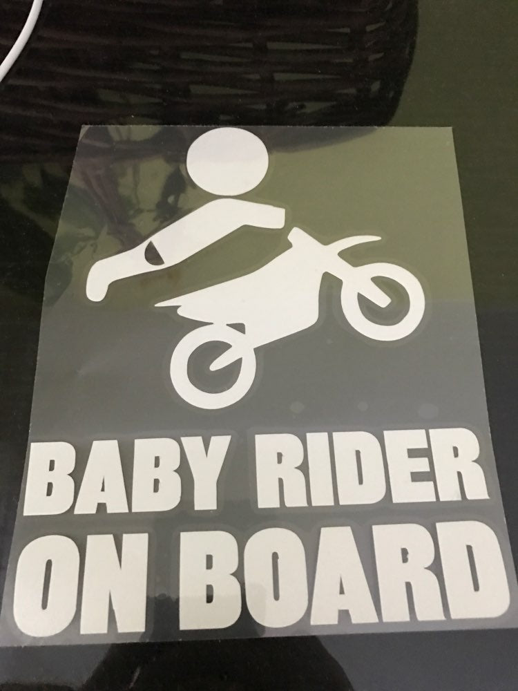 New Fashion 12.8CM*15.2CM Baby Dirtbike Sticker Baby On Board In Car Safety Sign Car Stickers And Decals