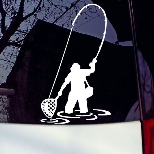 New Brand Fly Fishing Fisherman Trout Fish Vinyl Funny Sticker Car Window Laptop Bumper