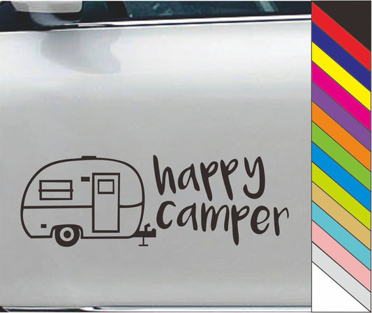 New Fashion Happy Camper Car Sticker Vinyl Decal Car Door Window Bumper Laptop Decor Waterproof
