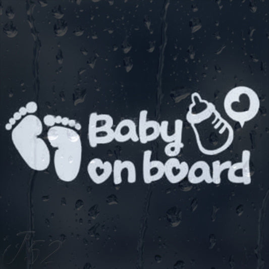 New Hot 1Pcs Baby On Board Milk Bottle Heart Foot Prints Car Decal Vinyl Sticker 2 Types
