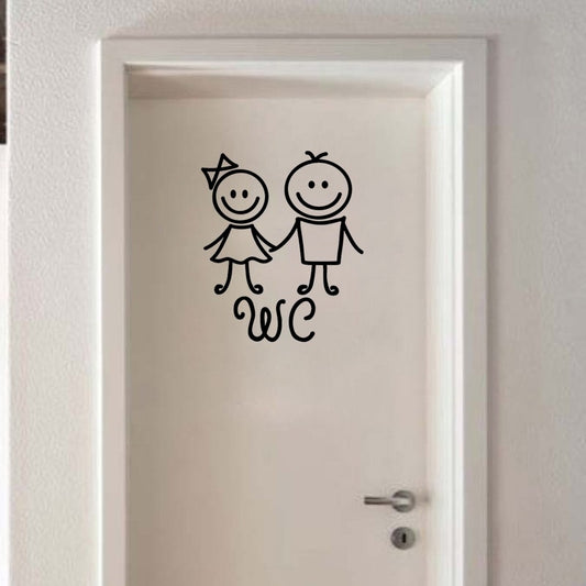 New Brand  Cartoon WC Sticker  Toliet Sticker Art Vinyl Humanoid Doll Wall Sticker