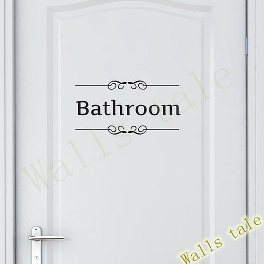 High-quality Vintage Toilet Door Bathroom Wall Sticker Decals Vinyl Art Removable Bathroom Decor