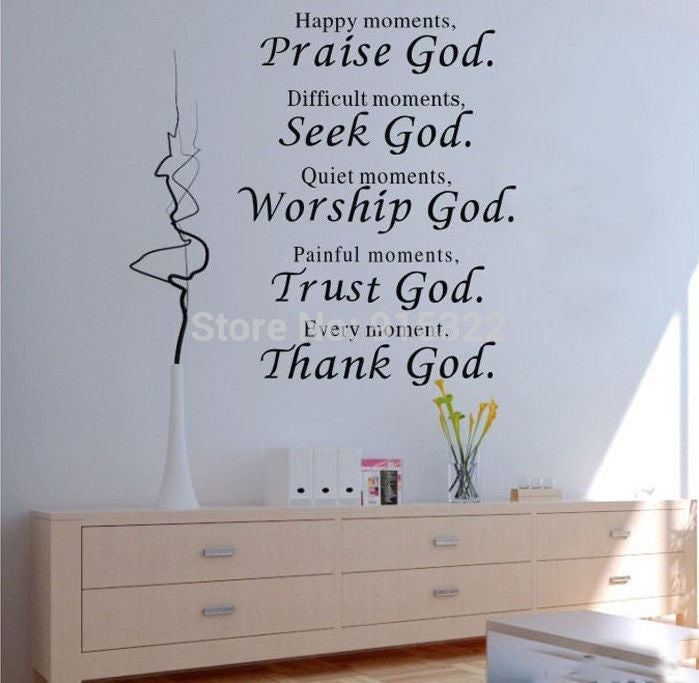 New Brand  Vinyl Words Quote poem Thank God Wall Sticker Art decal room decor removable