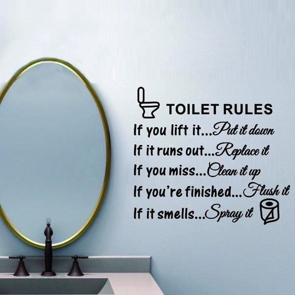 New Hot Toilet Rules Bathroom Toilet Wall Sticker Vinyl Art Decals DIY Home Decoration