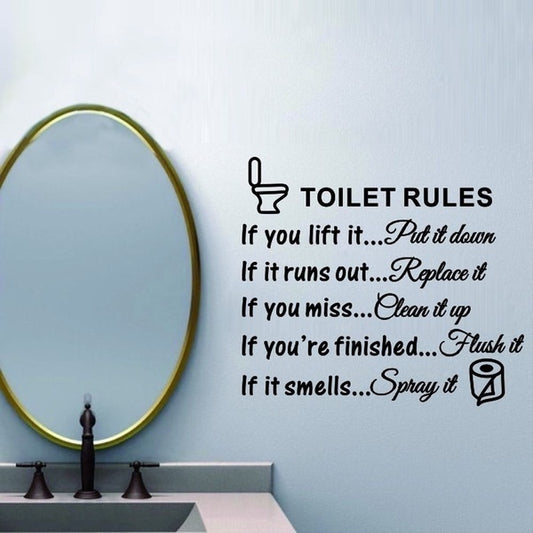 New Hot Toilet Rules Bathroom Toilet Wall Sticker Vinyl Art Decals DIY Home Decoration