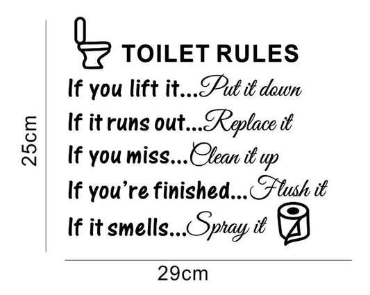 Hot DIY Toilet Rules Bathroom Toilet Wall Sticker Vinyl Art Decals Home Decoration