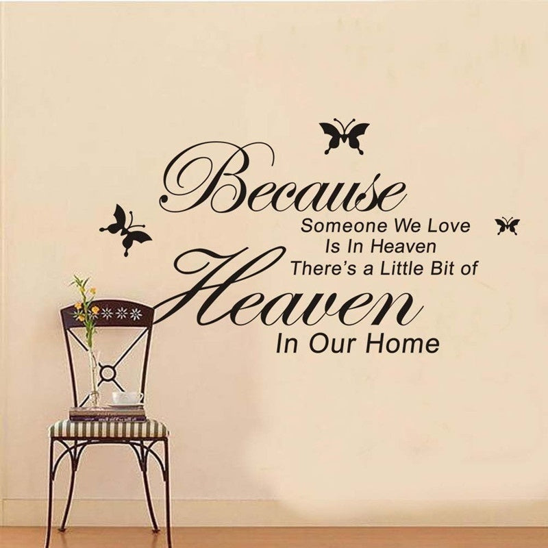 ZooYoo Original Because Someone We Love Is In Heaven Vinyl Wall Art Decals Quotes Sayings Words Home Decor