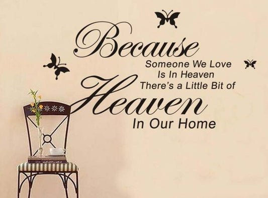 ZooYoo Original Because Someone We Love Is In Heaven Vinyl Wall Art Decals Quotes Sayings Words Home Decor