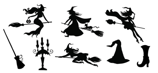 2018 NEW Decal Witches Set of Halloween Vinyl Decals,black STICKERS