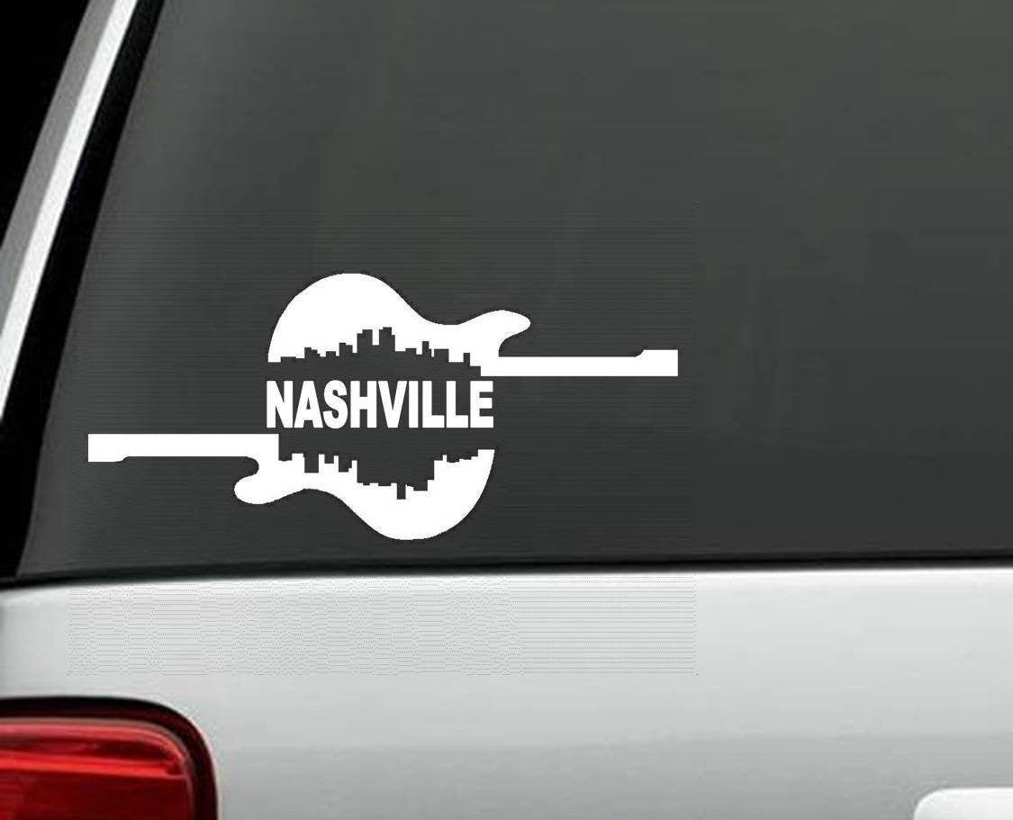 New Fashion Nashville City Guitar Vinyl Decal Sticker for Car Truck SUV Van Window Laptop Wall Art