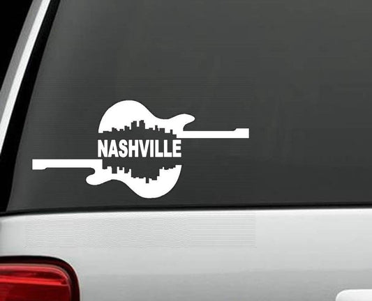 New Fashion Nashville City Guitar Vinyl Decal Sticker for Car Truck SUV Van Window Laptop Wall Art