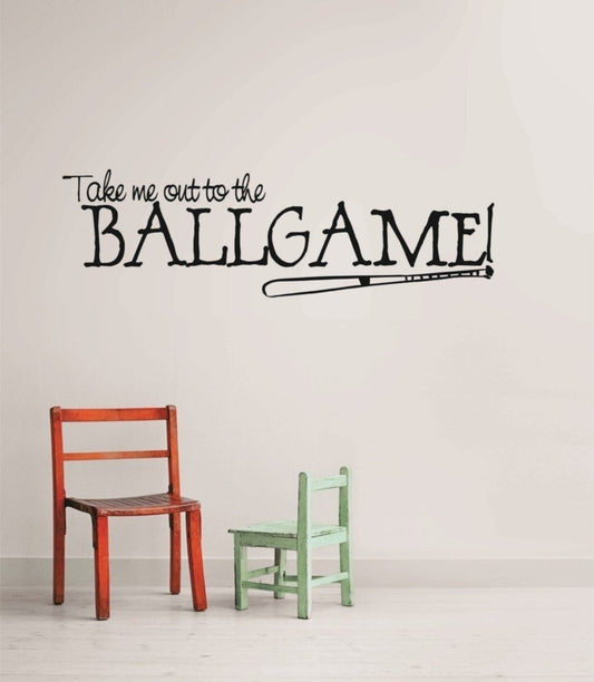 New Hot Take Me Out To The Ball Game Boys Kids Sports BasketBall Baseball Football Picture Art   DISCOUNTED SALE Sticker - Vinyl Wall Decal