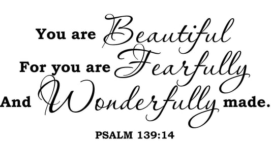 New Brand  Psalm 139:14 You Are Beautiful Bible Verse Scripture Wall Decal