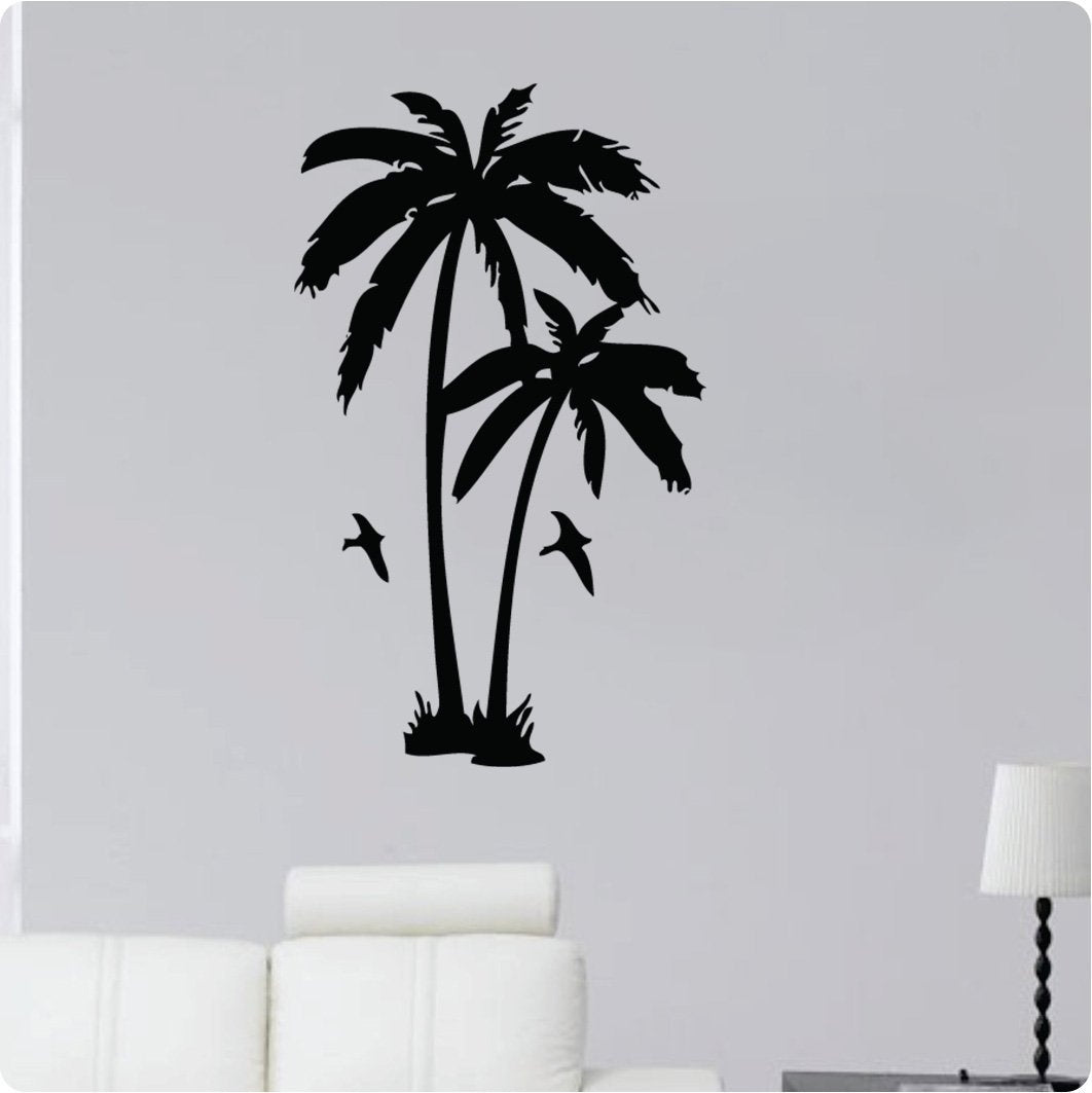 Fashion Palm Trees Birds Silhoutte Beach Island Tropical Detailed Wall Decal Sticker Art Mural Home Décor Quote