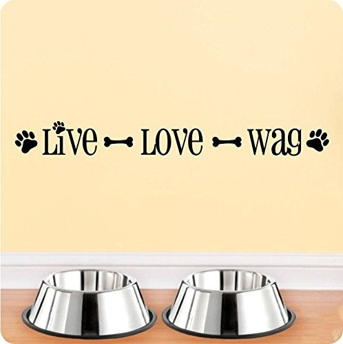 2018 NEW Live Love Wag Dog Pet Wall Decal Sticker Art Mural Home Décor Quote Lettering Animal Best Friend Bone Paw