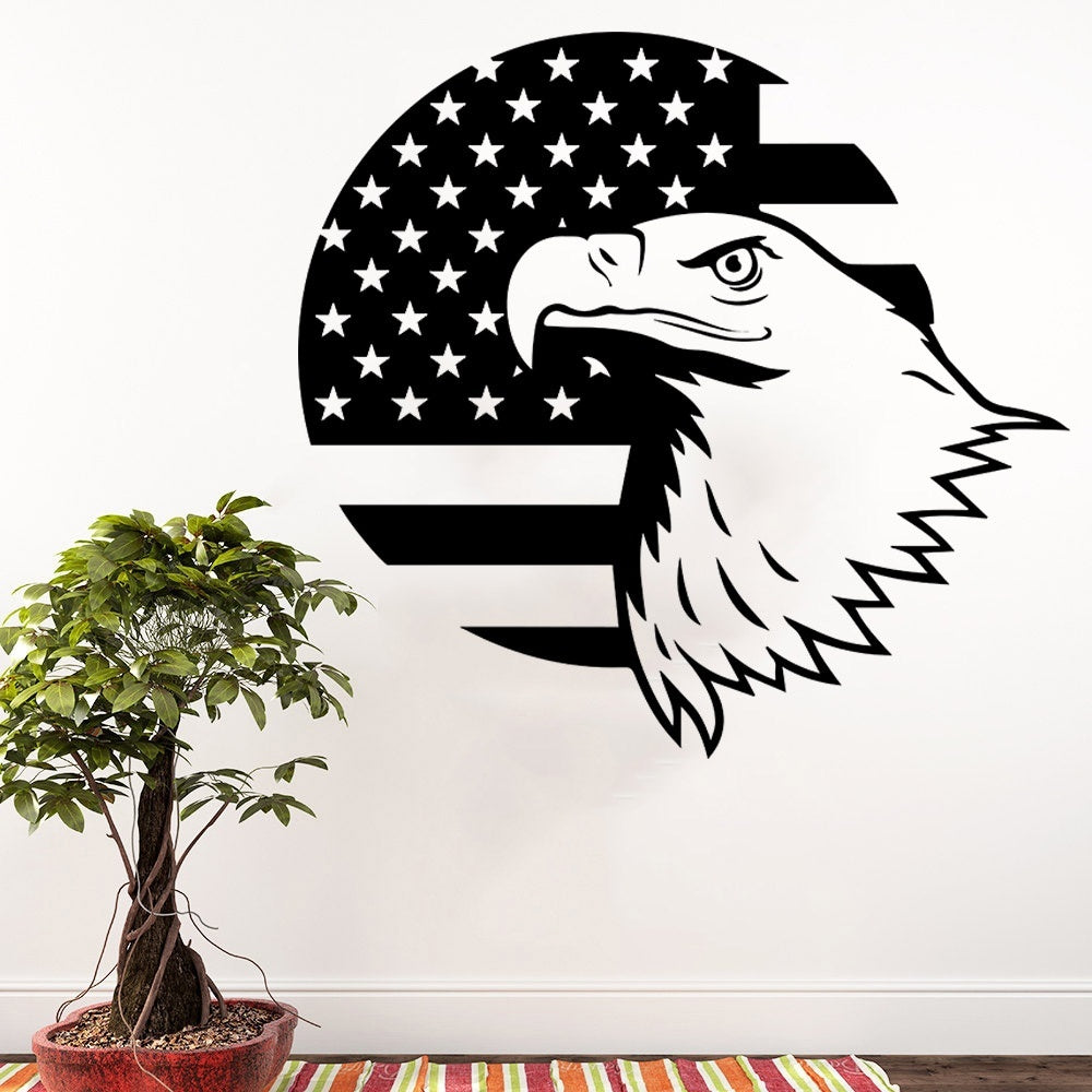 2018 NEW Eagle USA Flag Wall Sticker American Symbol Vinyl Decal USA Flag Patriotic Decor Stickers Decoration Waterproof High Quality Mural