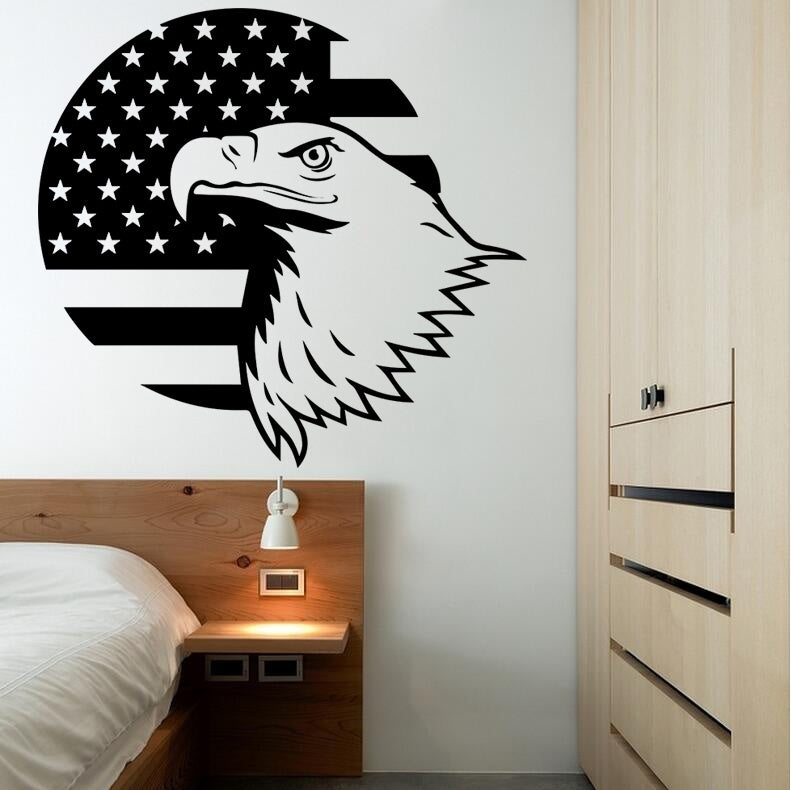 2018 NEW Eagle USA Flag Wall Sticker American Symbol Vinyl Decal USA Flag Patriotic Decor Stickers Decoration Waterproof High Quality Mural
