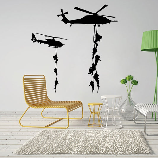 High-quality  Helicopter Army Sticker Adhesive Vinly Wall Art For Boys Bedroom Huge Marines Wall Stickers Home Decoration