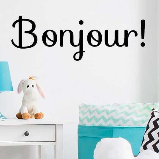 New Fashion Bonjour French Quotes Welcome Wall Decals for Door Living Room Home Decor Vinyl Stickers