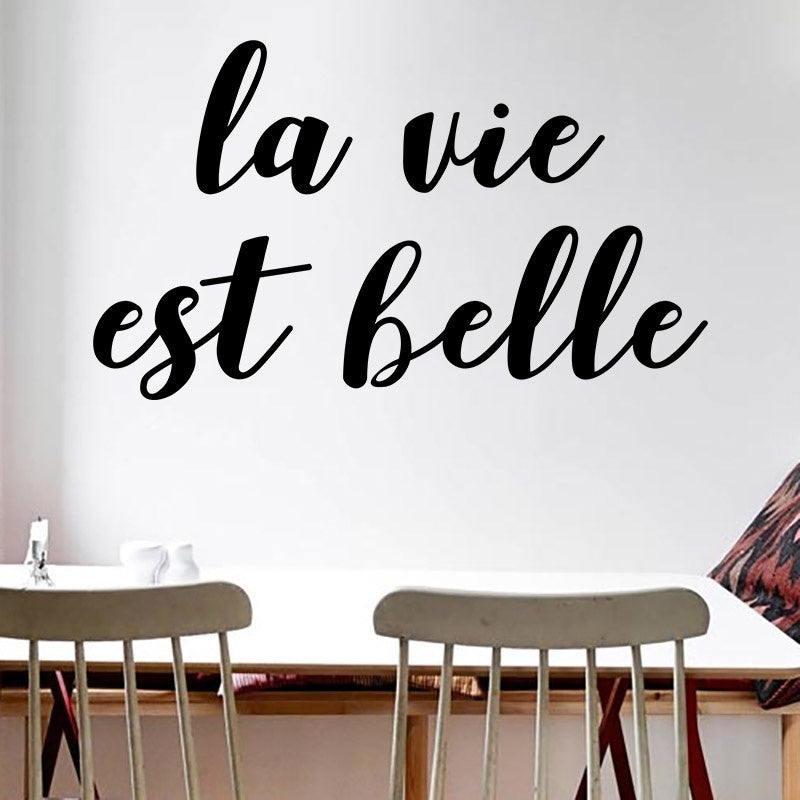 Fashion French La Vie Est Belle Quotes Wall Sticker Vinyl Art Home Decor