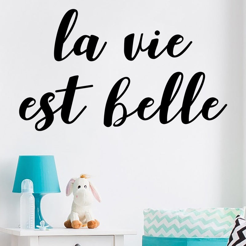 Fashion French La Vie Est Belle Quotes Wall Sticker Vinyl Art Home Decor