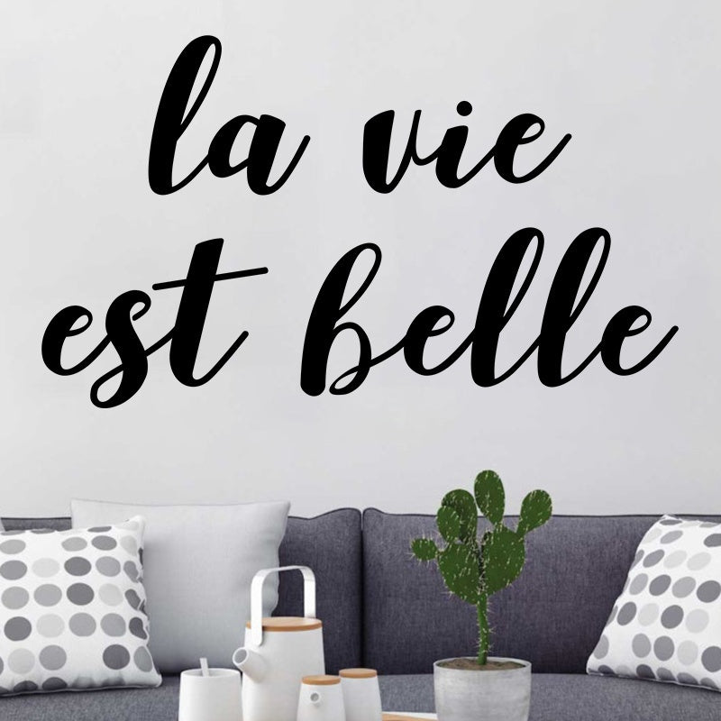 Fashion French La Vie Est Belle Quotes Wall Sticker Vinyl Art Home Decor