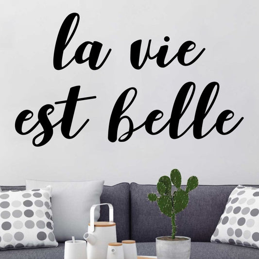 Fashion French La Vie Est Belle Quotes Wall Sticker Vinyl Art Home Decor