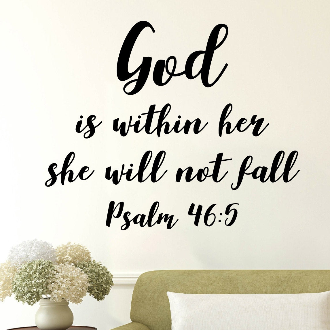 New Hot God Is Within Her She Will Not Fall Psalm 46:5 Vinyl Quotes Wall Stickers