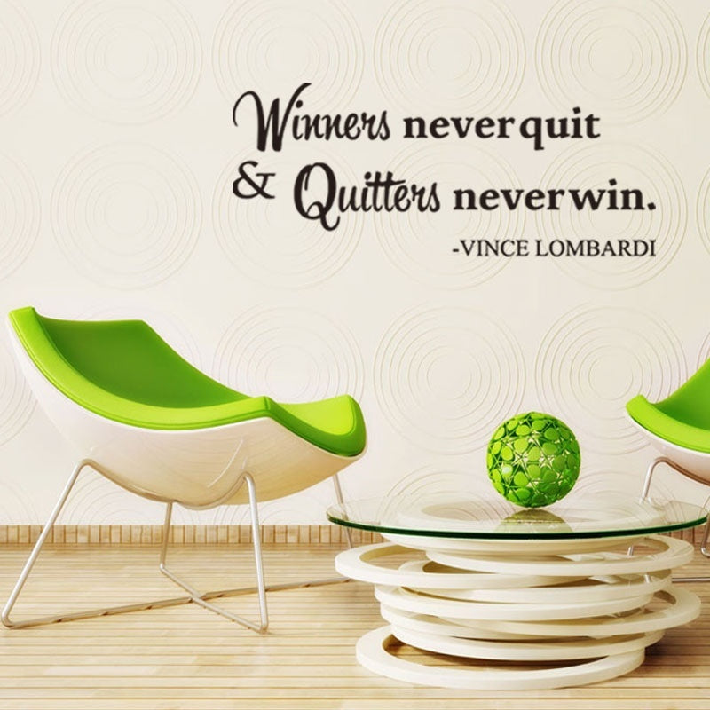 New Hot Winners Never Quit Quitters Never Win Motivational Quote Wall Sticker DIY Decorative Inspirational Quote Wall Decal