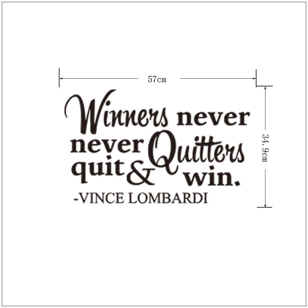 New Hot Winners Never Quit Quitters Never Win Motivational Quote Wall Sticker DIY Decorative Inspirational Quote Wall Decal