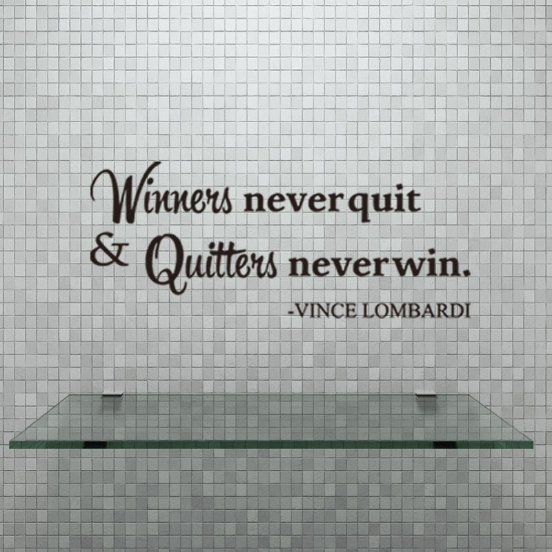 New Hot Winners Never Quit Quitters Never Win Motivational Quote Wall Sticker DIY Decorative Inspirational Quote Wall Decal