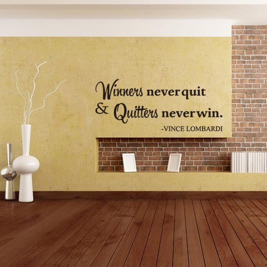 New Hot Winners Never Quit Quitters Never Win Motivational Quote Wall Sticker DIY Decorative Inspirational Quote Wall Decal