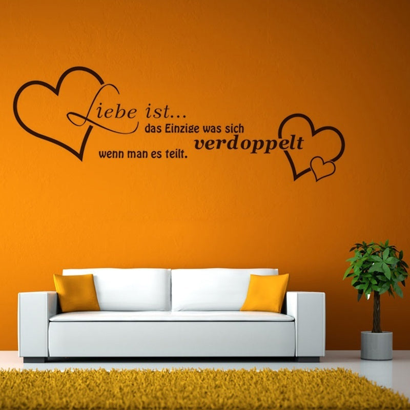 2018 NEW  German wall sticker  Wandtattoo Liebe ist ...Aufkleber sticker Deko Zitate love Herz