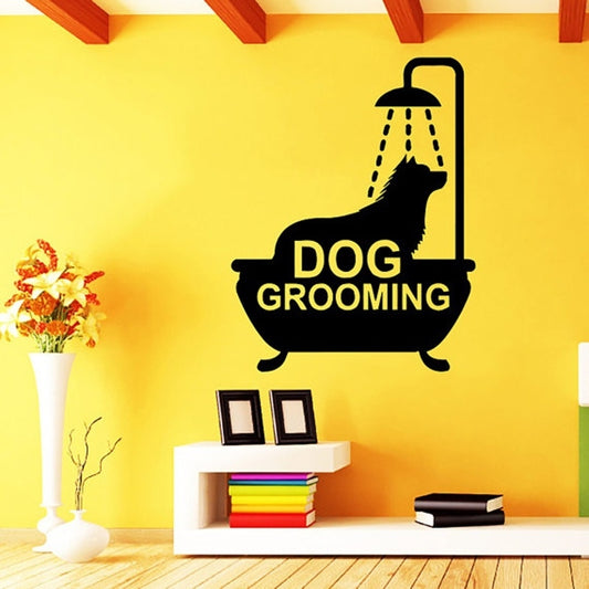 Grooming Salon Wall Pet Shop Vinyl Sticker Decals Dog Scissors Decor Interior Art Murals Window 45 CM x 57 CM