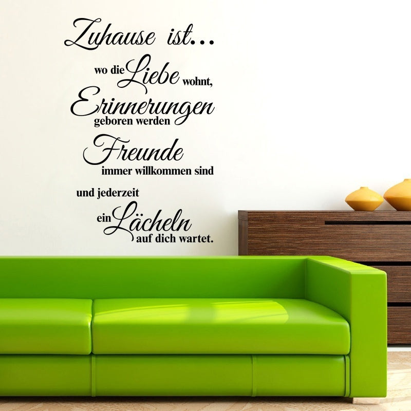 High-quality Wandtattoo Zuhause Ist Wo Die Liebe 57cmx85cm