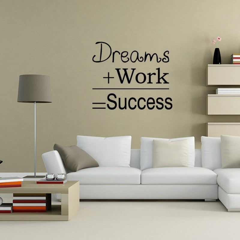 2018 NEW   Dreams Work Success Motivational Quotes Mural Wall Sticker Inspirational Wall Decals Office Decals
