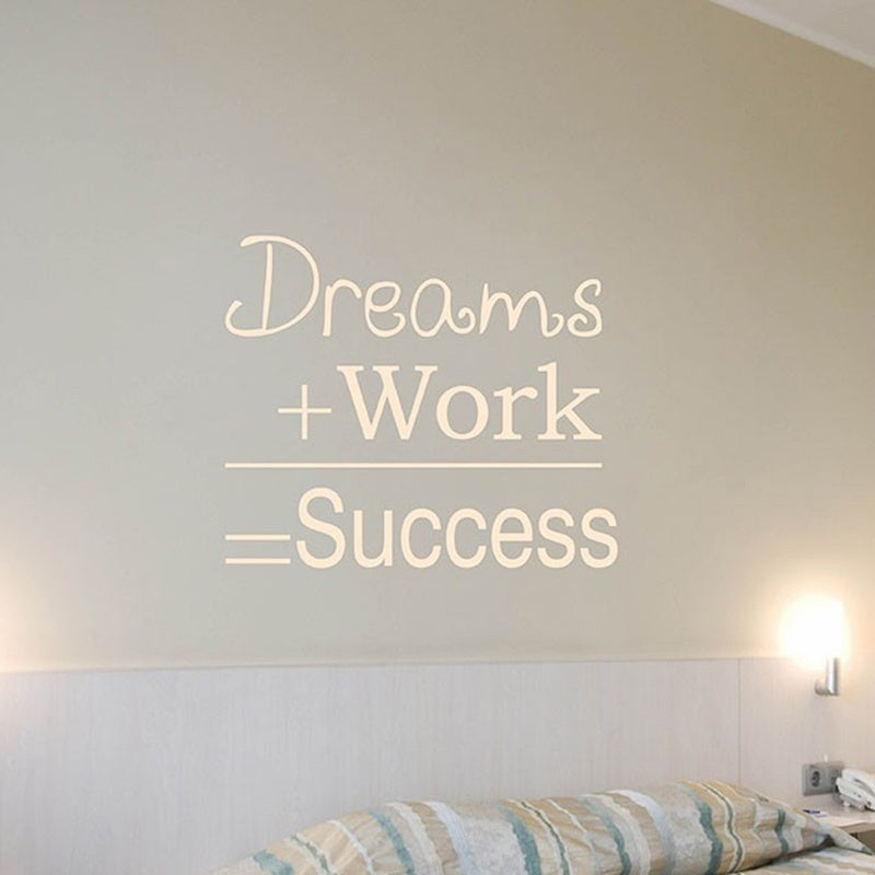 2018 NEW   Dreams Work Success Motivational Quotes Mural Wall Sticker Inspirational Wall Decals Office Decals