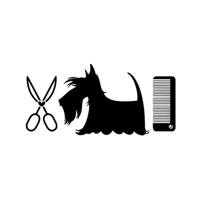 Grooming Salon Wall Decal Pet Shop Vinyl Sticker Dog Scissors Decor Interior Art Murals Window 27 CM x 60 CM
