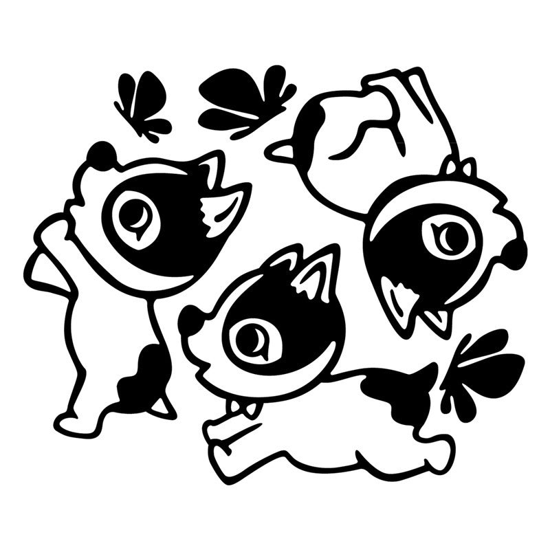 New Hot   Baby Dogs Puppies Butterfly Vinyl Wall Stickers Stairs Decor