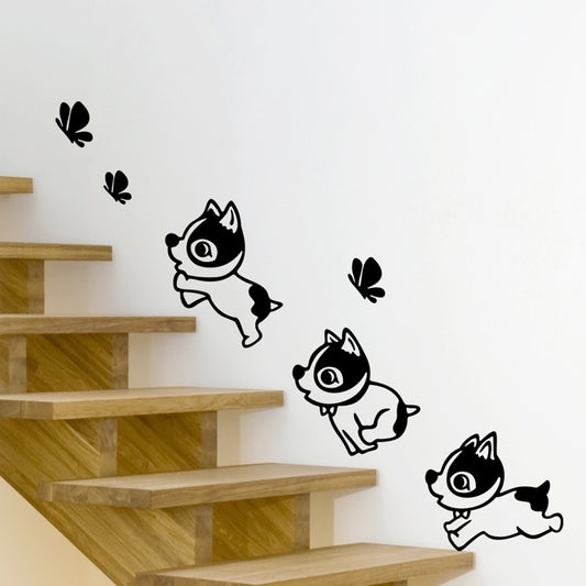 New Hot   Baby Dogs Puppies Butterfly Vinyl Wall Stickers Stairs Decor