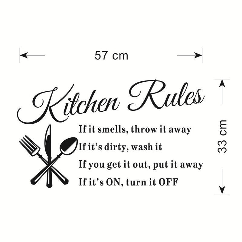 Kitchen Rules Removable Vinyl Wall Stickers Mural Decal Quotes Art Home Decor