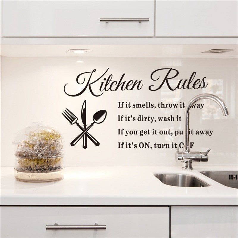 Kitchen Rules Removable Vinyl Wall Stickers Mural Decal Quotes Art Home Decor