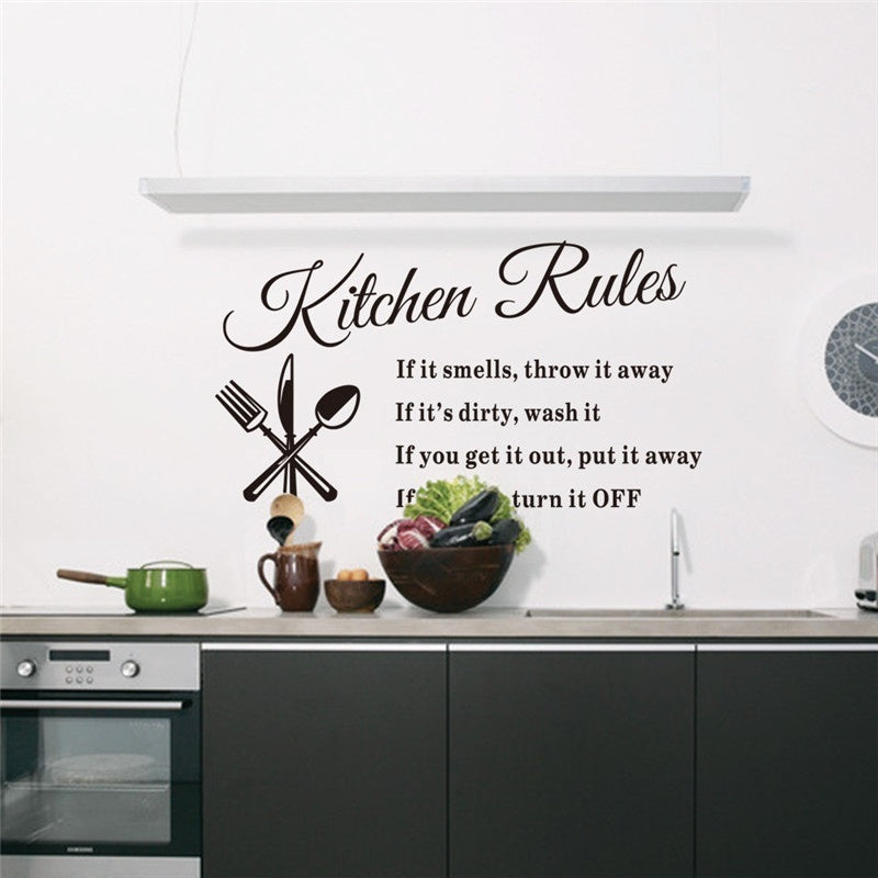 Kitchen Rules Removable Vinyl Wall Stickers Mural Decal Quotes Art Home Decor